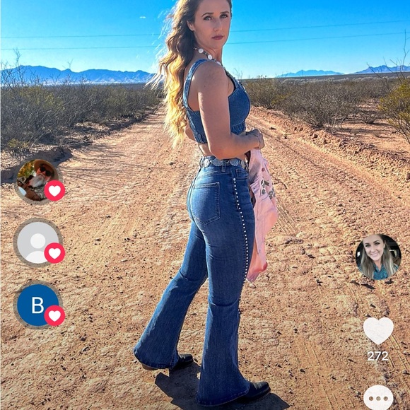 Blue Denim Jeans with Studded Detailing - Picture 5 of 6